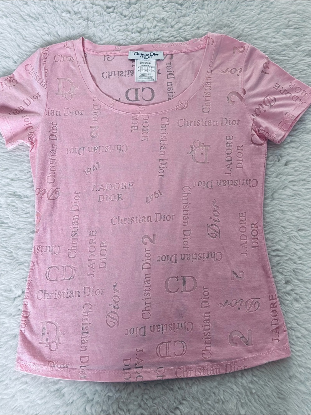Christian Dior Pink Logo Silhouette Vintage Tee Sz EU42 US S-M - Picture 3 of 16